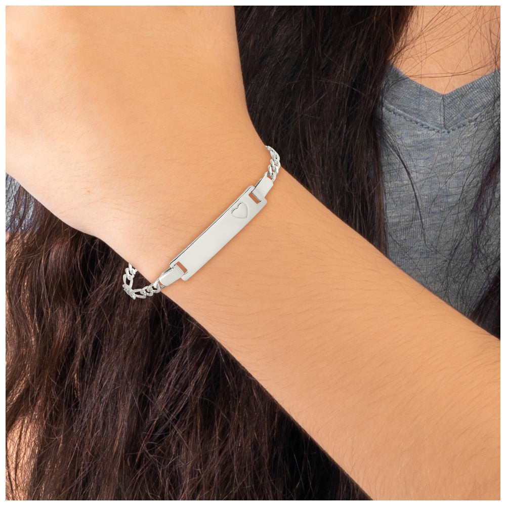 Sterling Silver Baby ID with Heart Bracelet - 3
