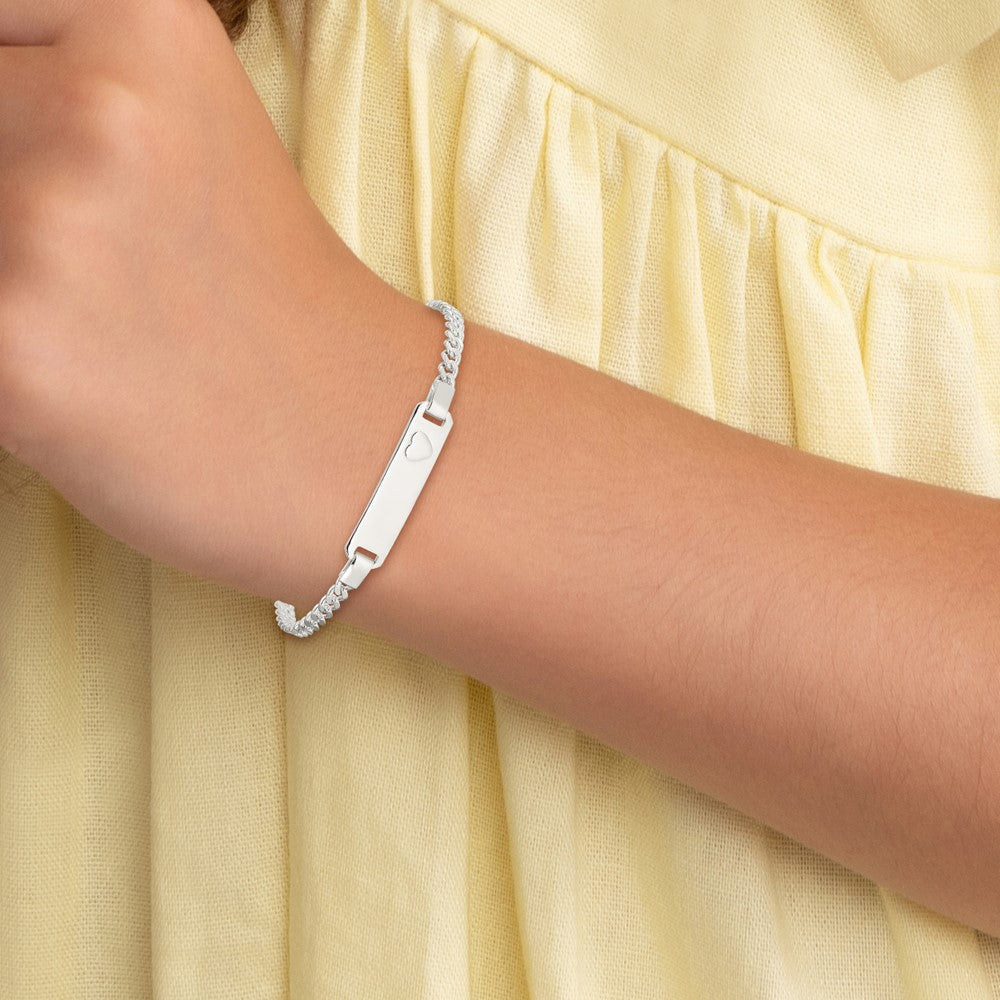 Sterling Silver Baby ID with Heart Bracelet - 4
