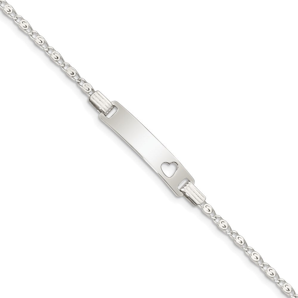 Sterling Silver Baby ID with Cut-out Heart Bracelet - 9