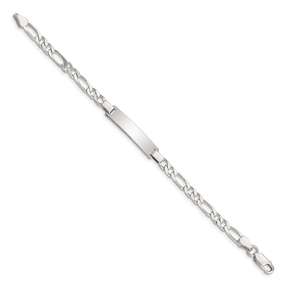 Sterling Silver Engraveable Childrens ID on Figaro Link Bracelet - 3