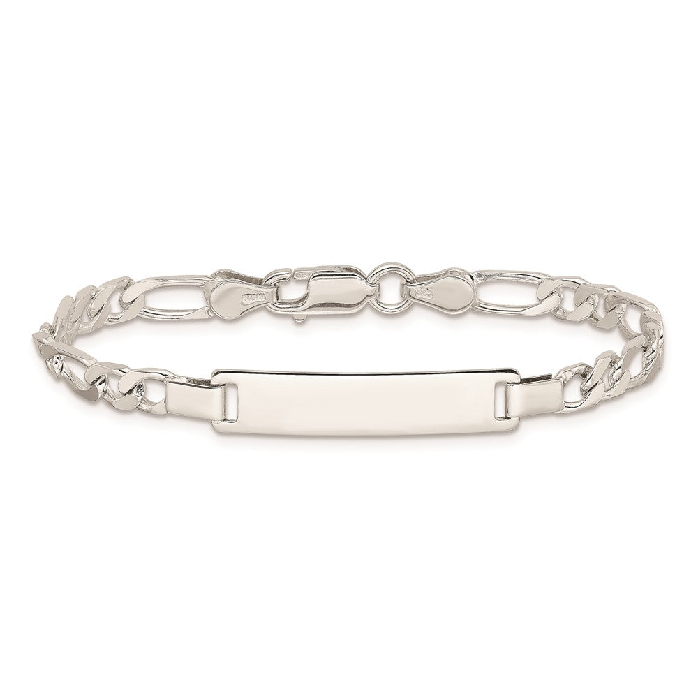 Sterling Silver Engraveable Childrens ID on Figaro Link Bracelet - 3