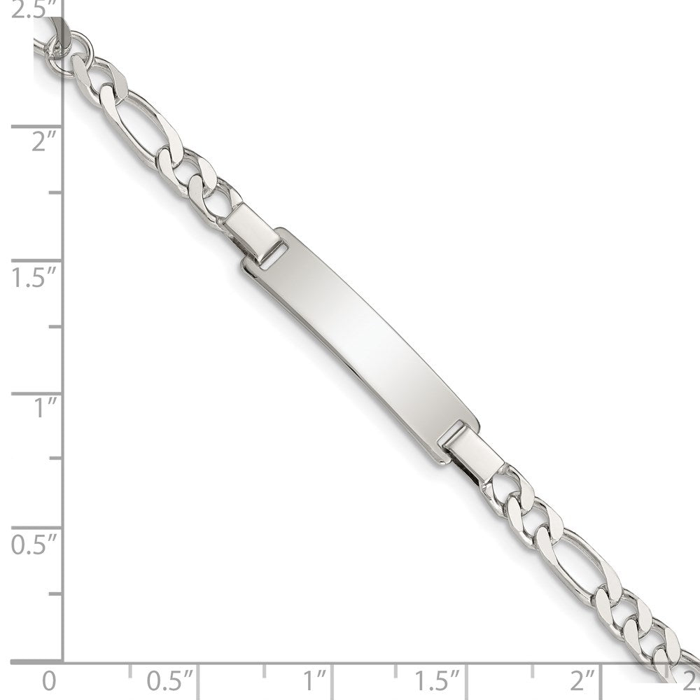 Sterling Silver Engraveable Childrens ID on Figaro Link Bracelet - 3