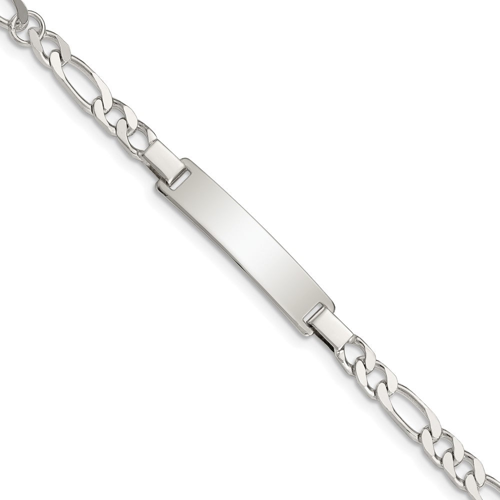 Sterling Silver Engraveable Childrens ID on Figaro Link Bracelet - 2