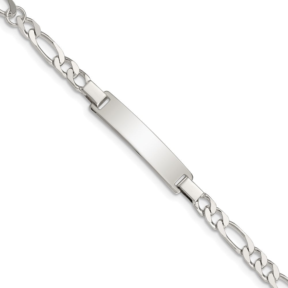 Sterling Silver Engraveable Childrens ID on Figaro Link Bracelet - 3