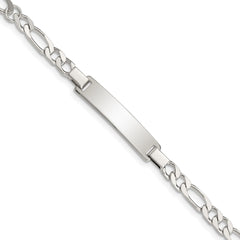 Sterling Silver Engraveable Childrens ID on Figaro Link Bracelet - 3