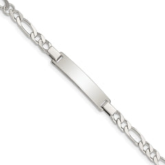 Sterling Silver Engraveable Childrens ID on Figaro Link Bracelet - 2