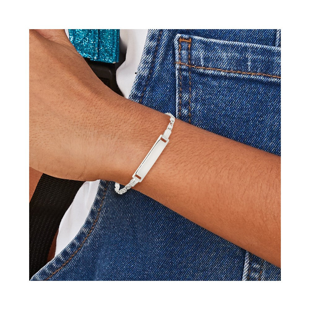 Sterling Silver Polished Engraveable Childrens ID Bracelet - 2