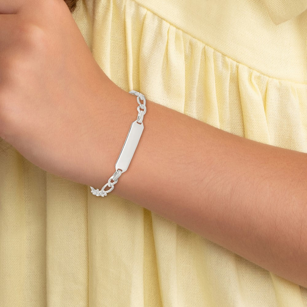Sterling Silver Polished Engraveable Childrens ID Bracelet - 3