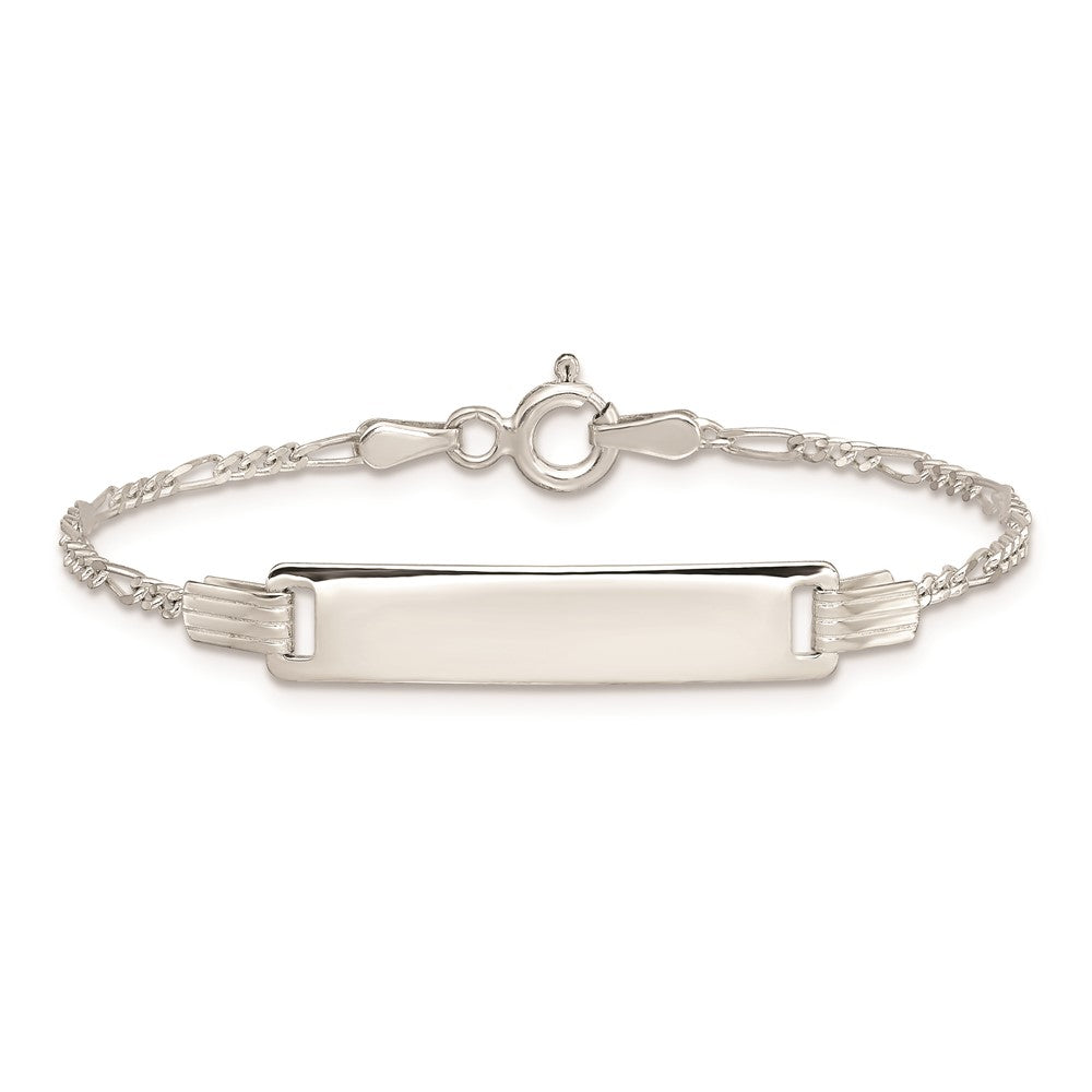 Sterling Silver Engraveable Childrens ID on Figaro Link Bracelet