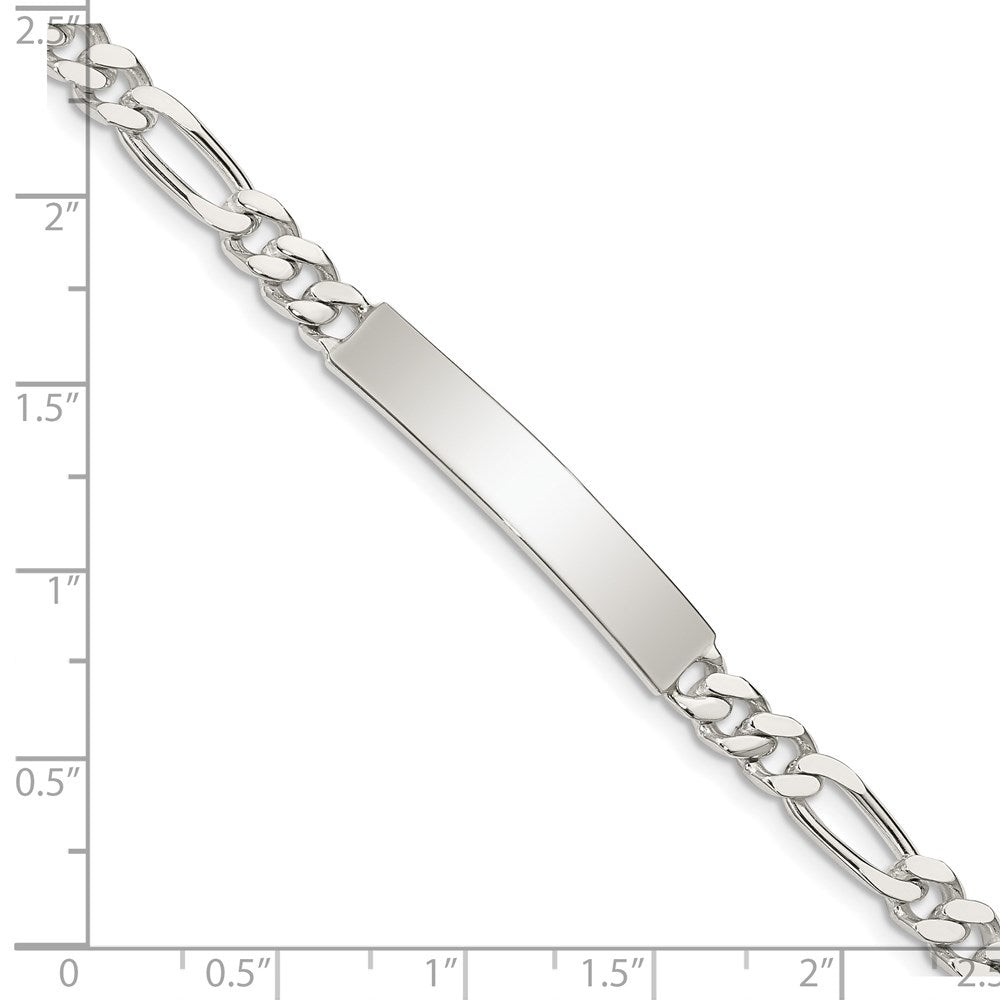 Sterling Silver Polished Engraveable Figaro Link ID Bracelet - 2