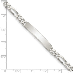 Sterling Silver Polished Engraveable Figaro Link ID Bracelet