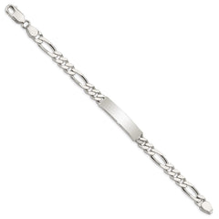 Sterling Silver Polished Engraveable Figaro Link ID Bracelet