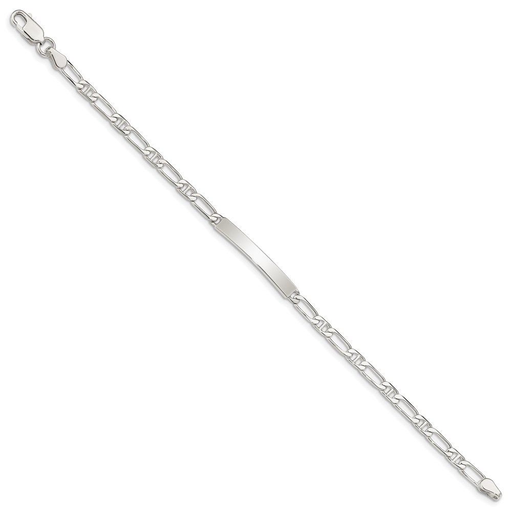 Sterling Silver 8inch Polished Engraveable Anchor Link ID Bracelet - 2