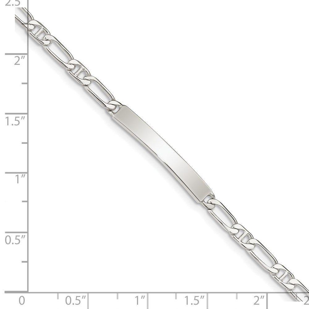 Sterling Silver Polished Engraveable Anchor Link ID Bracelet - 2