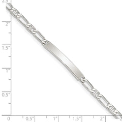 Sterling Silver 8inch Polished Engraveable Anchor Link ID Bracelet - 2