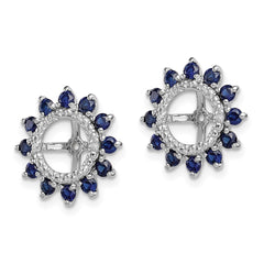 Sterling Silver Rhodium Diam. & Created Sapphire Earring Jacket - 3