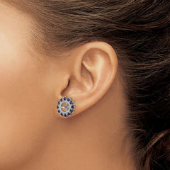 Sterling Silver Rhodium Diam. & Created Sapphire Earring Jacket - 3