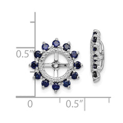 Sterling Silver Rhodium Diam. & Created Sapphire Earring Jacket - 3