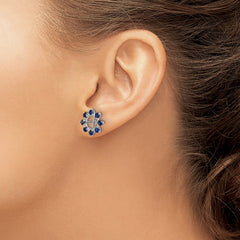 Sterling Silver Rhodium Created Sapphire Earring Jacket - 2