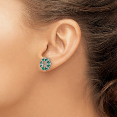 Sterling Silver Rhodium Diam. & Created Emerald Earring Jacket - 2