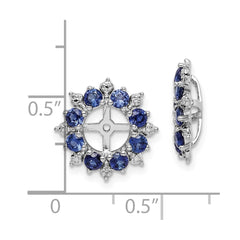 Sterling Silver Rhodium Diam. & Created Sapphire Earring Jacket - 2