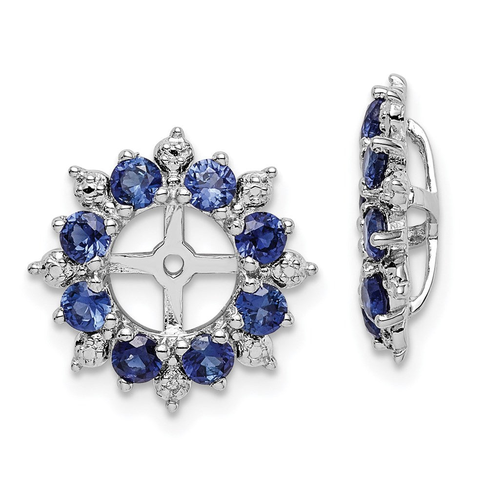 Sterling Silver Rhodium Diam. & Created Sapphire Earring Jacket - 2