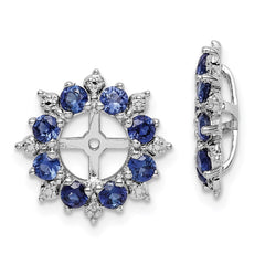 Sterling Silver Rhodium Diam. & Created Sapphire Earring Jacket - 2