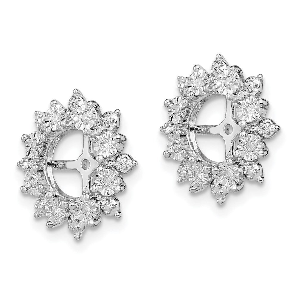 Sterling Silver Rhodium Diam. Earring Jacket - 2
