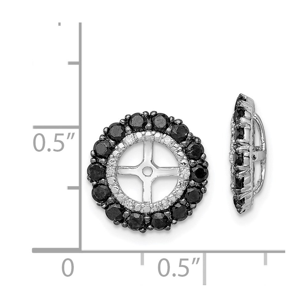 Sterling Silver Rhodium Diam. & Black Sapphire Earring Jacket