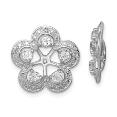 Sterling Silver Rhodium Diam. & White Topaz Earring Jacket - 2