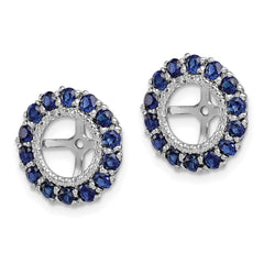 Sterling Silver Rhodium Diam. & Created Sapphire Earring Jacket