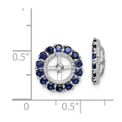 Sterling Silver Rhodium Diam. & Created Sapphire Earring Jacket