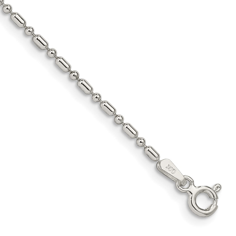 Sterling Silver 1.5mm Fancy Beaded Chain Anklet - 2