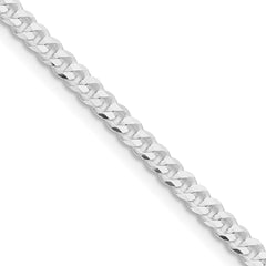 Sterling Silver Rhodium-plated 3.15mm Flat Curb Chain - 5