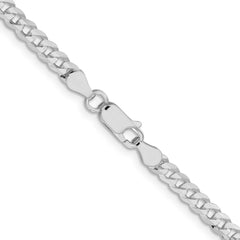 Sterling Silver Rhodium-plated 3.8mm Flat Curb Chain - 7