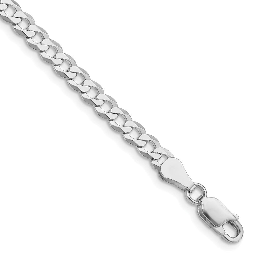 Sterling Silver Rhodium-plated 4.7mm Flat Curb Chain - 2