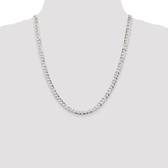 Sterling Silver 5.75mm Flat Curb Chain - 6