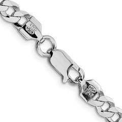 Sterling Silver Rhodium-plated 5.75mm Flat Curb Chain - 3
