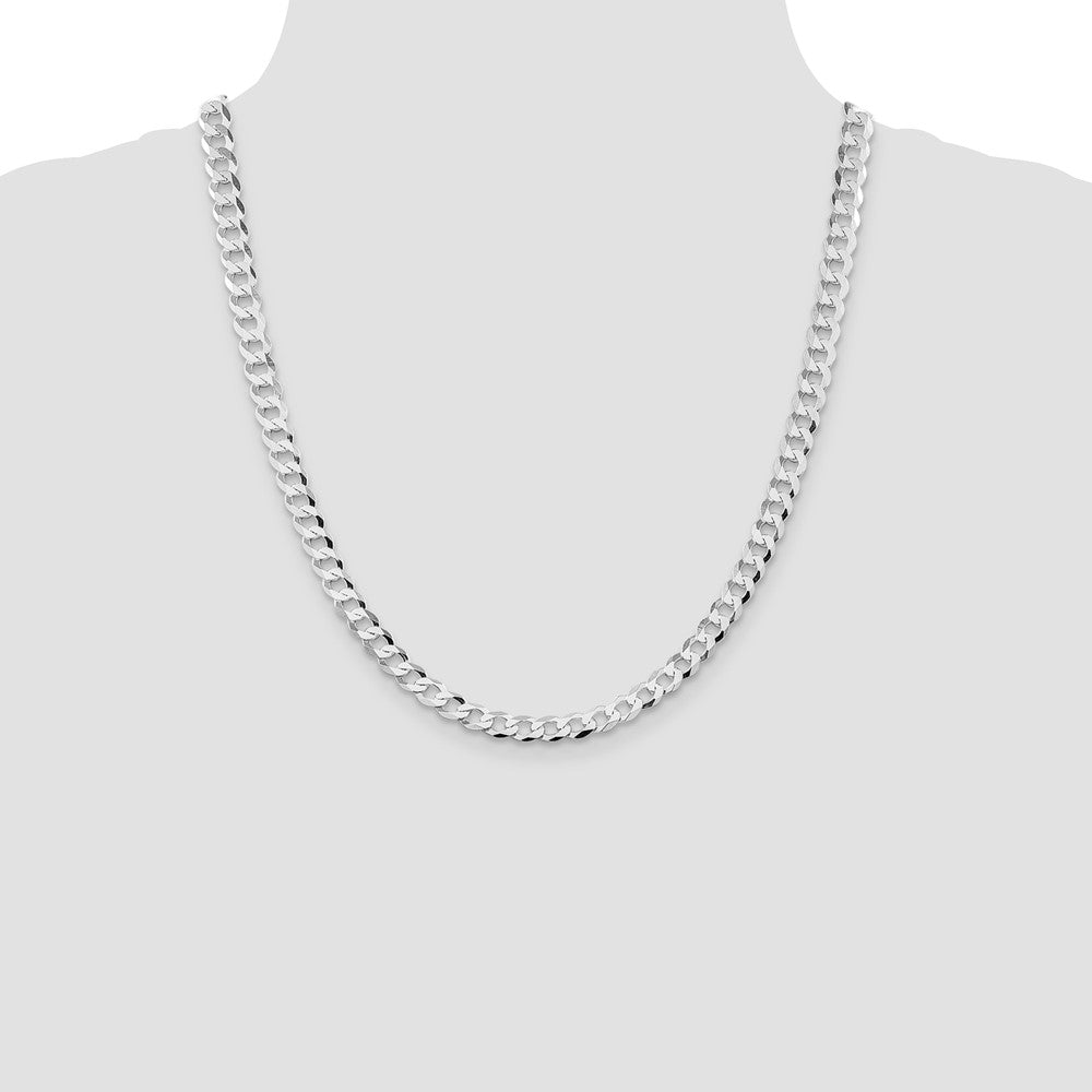 Sterling Silver Rhodium-plated 6.8mm Flat Curb Chain