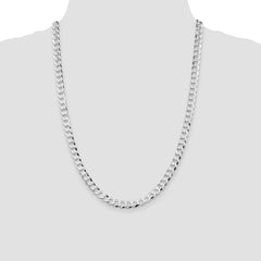 Sterling Silver Rhodium-plated 6.8mm Flat Curb Chain