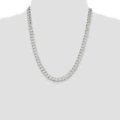 Sterling Silver 7.5mm Flat Curb Chain - 9