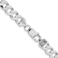 Sterling Silver Rhodium-plated 7.5mm Flat Curb Chain - 6