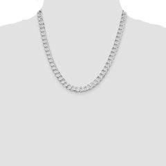 Sterling Silver Rhodium-plated 7.5mm Flat Curb Chain - 5
