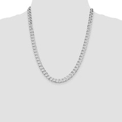 Sterling Silver Rhodium-plated 7.5mm Flat Curb Chain