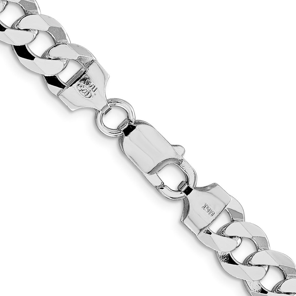 Sterling Silver Rhodium-plated 8.5mm Flat Curb Chain