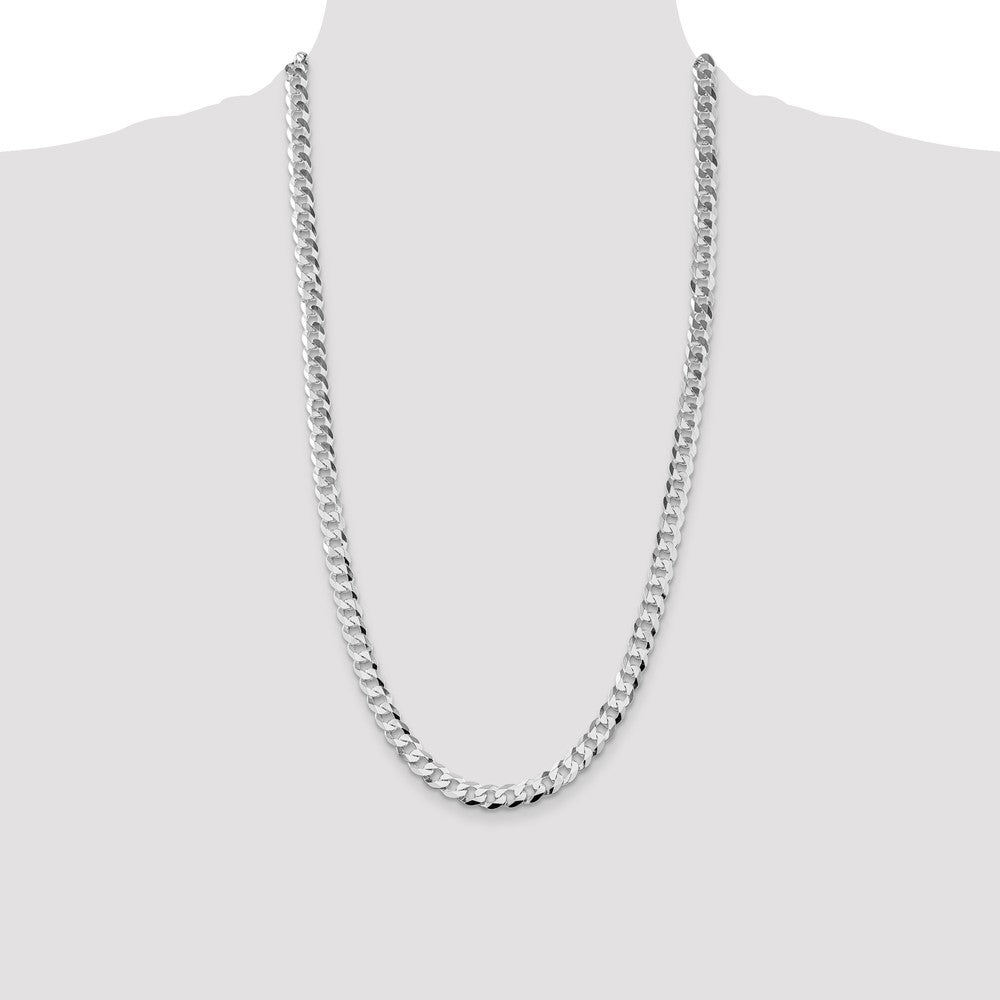 Sterling Silver Rhodium-plated 8.5mm Flat Curb Chain