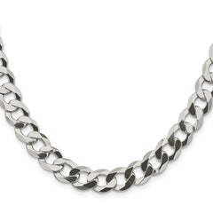 Sterling Silver 9.75mm Flat Curb Chain - 9