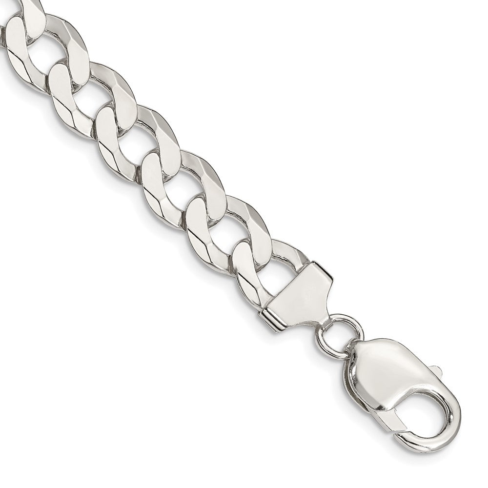 Sterling Silver 9.75mm Flat Curb Chain - 7