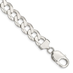 Sterling Silver 9.75mm Flat Curb Chain - 7