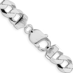 Sterling Silver Rhodium-plated 9.75mm Flat Curb Chain - 7